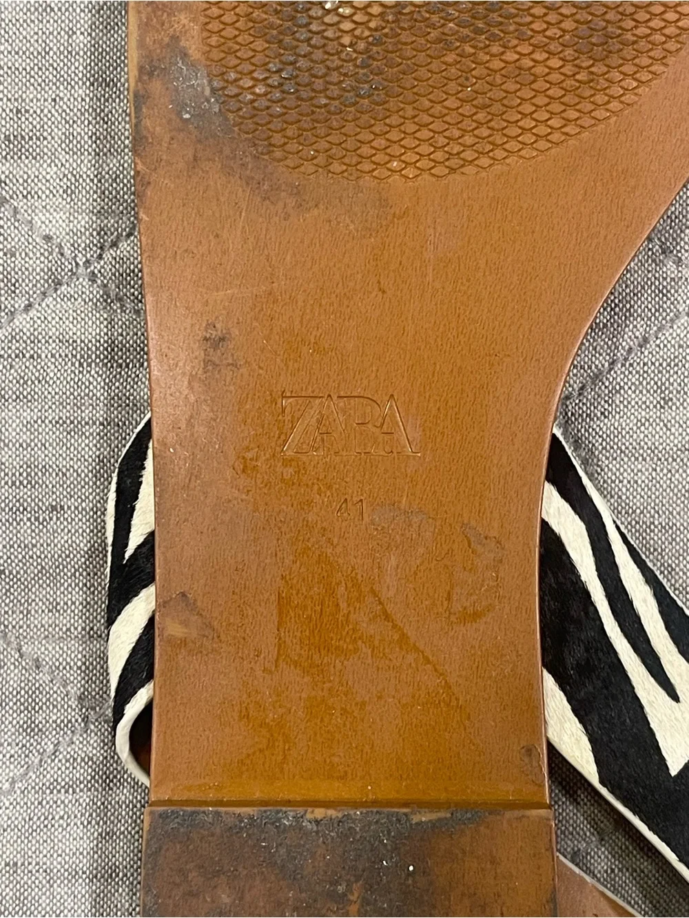 Zara Zebra-Print Slide Sandals - Brown & Black/White - Picture 3 of 3